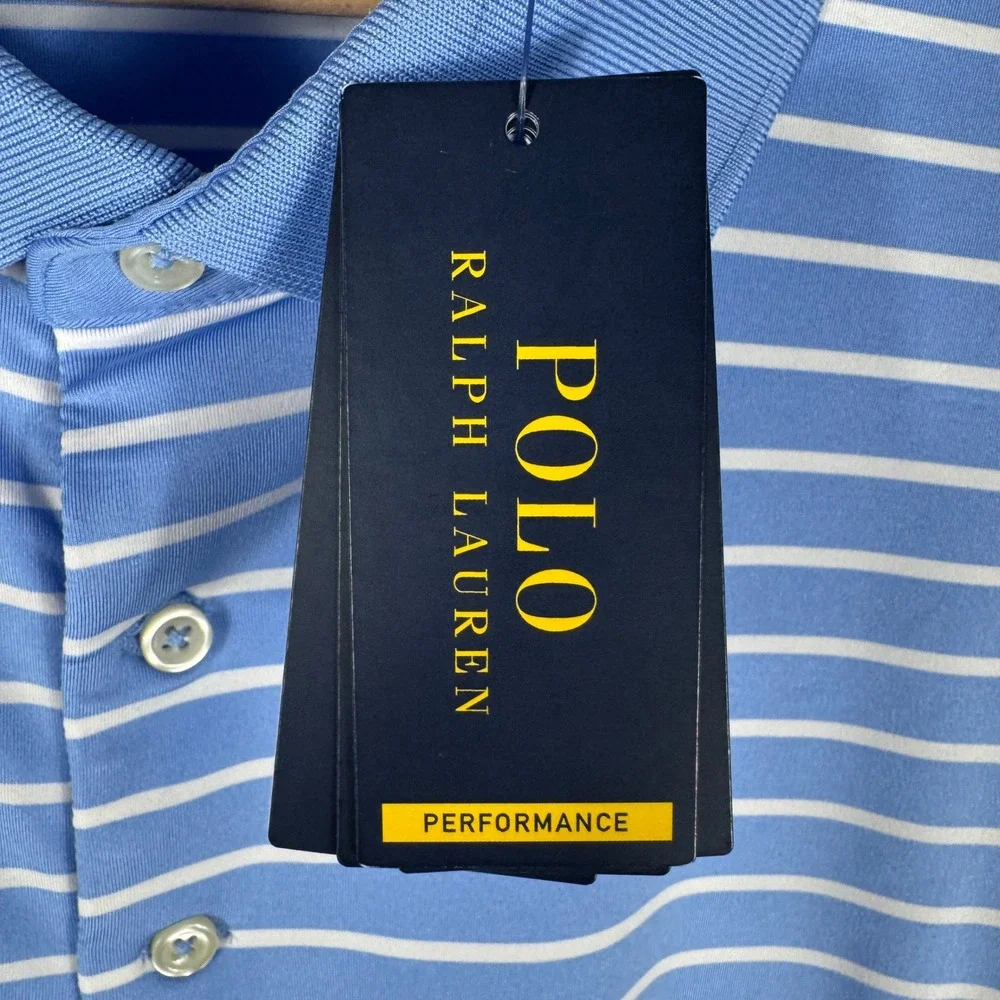 Polo Ralph Lauren Performance Striped Golf Polo Shirt Mens 3XLT Blue White NWT